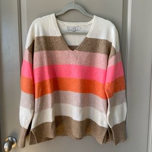 Loft striped v neck sweater